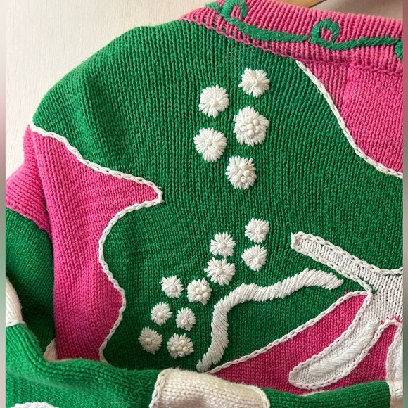 Vintage Lilly Pulitzer Spring Cardigan Sweater Embroidery Butterfly Beads - Picture 10 of 10
